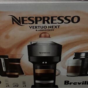 Nespresso Breville Coffee Machine with Silver and Black Finish